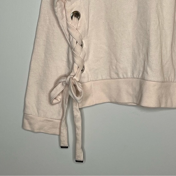 NANETTE Lapore Bow Lace Up Side Crew Neck Sweater Pink Balletcore - Picture 3 of 5